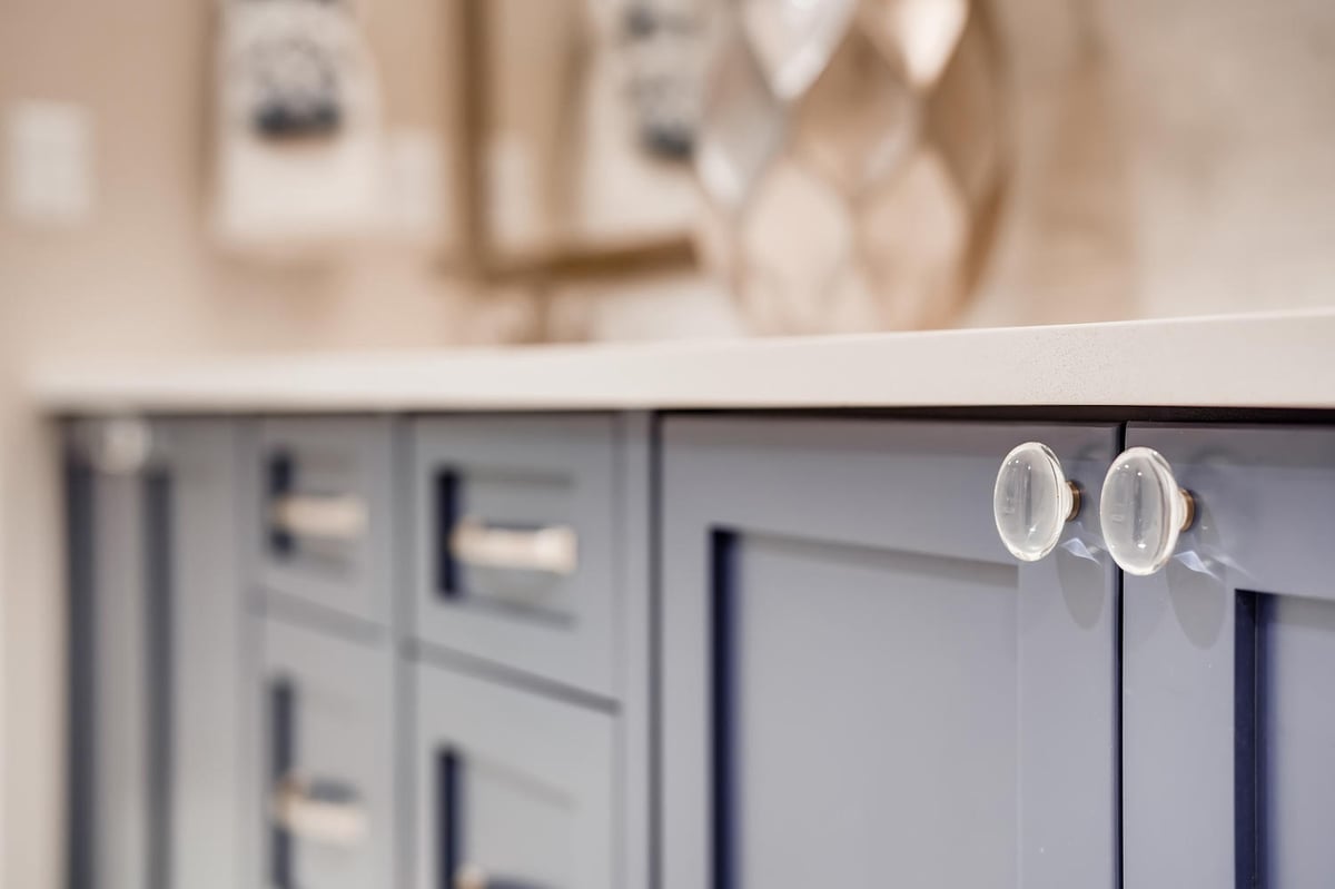 Vase and faucet detail in a custom home by Sheffield Homes in Arvada, CO