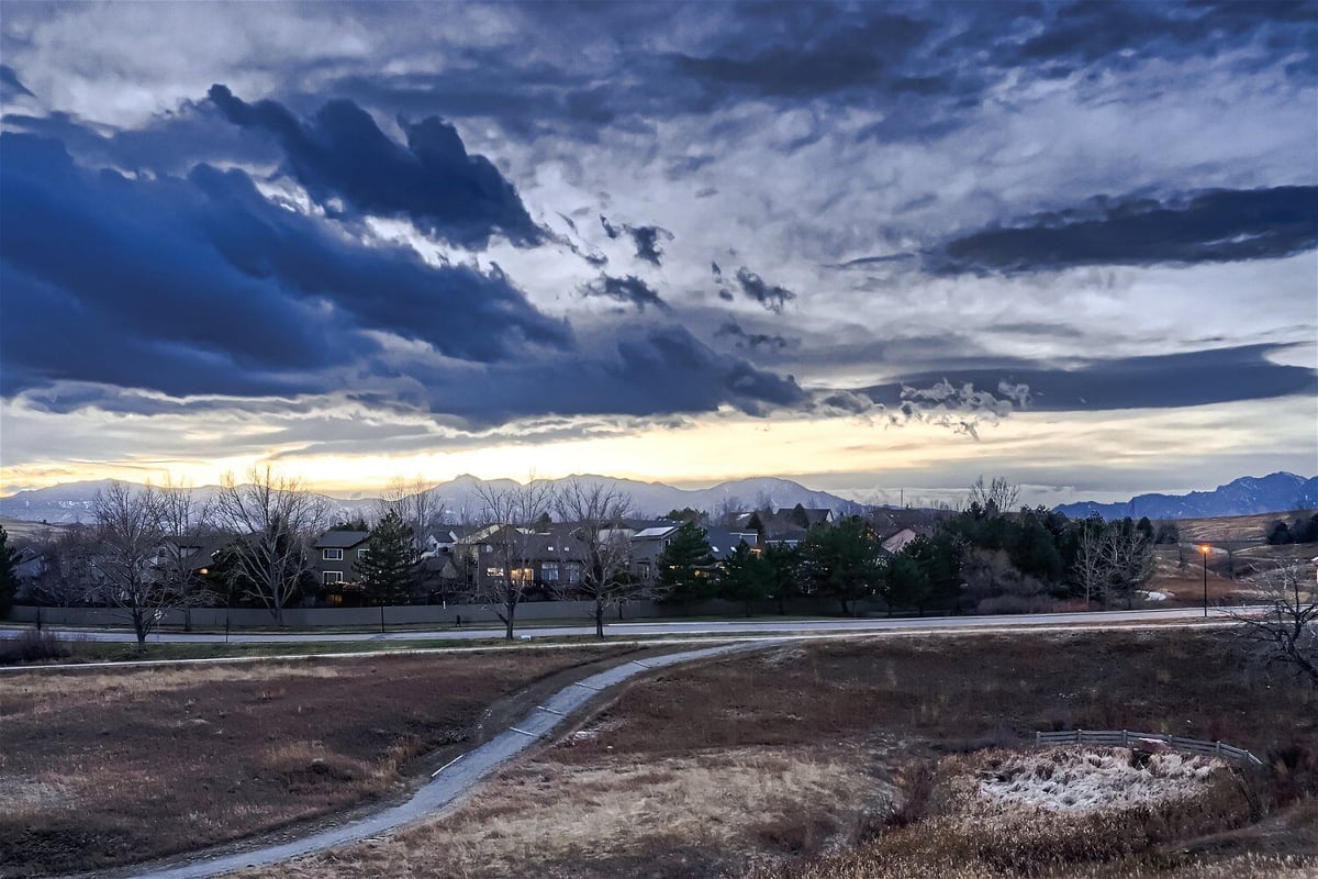 Expansive early morning mountain views from a custom home by Sheffield Homes in Superior, CO
