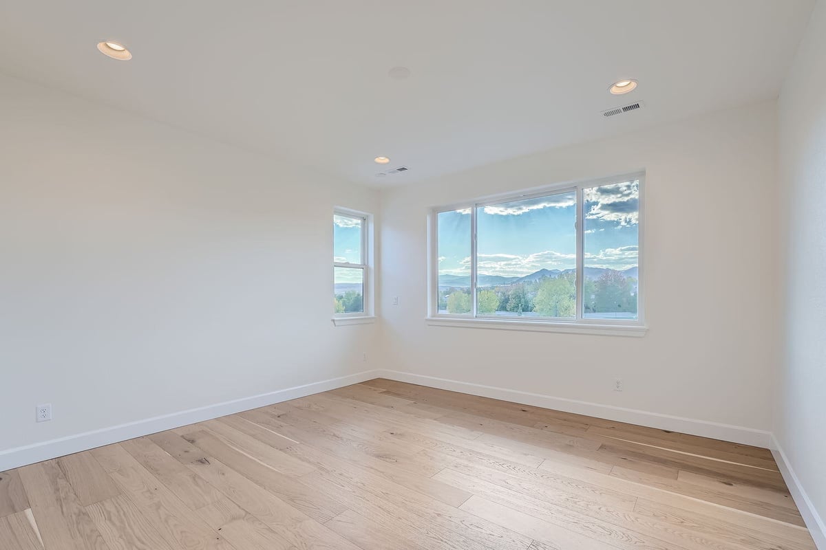 Bright 2nd floor bedroom with large windows and hardwood floors, Sheffield Homes, Denver, CO